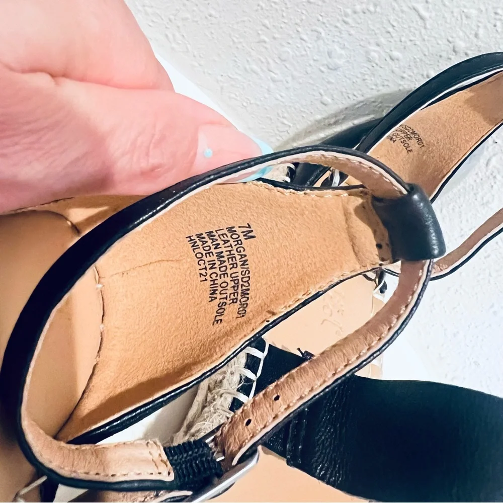 Splendid Women’s Morgan Black Leather Platform Espadrille Sandals Sz 7 NWT